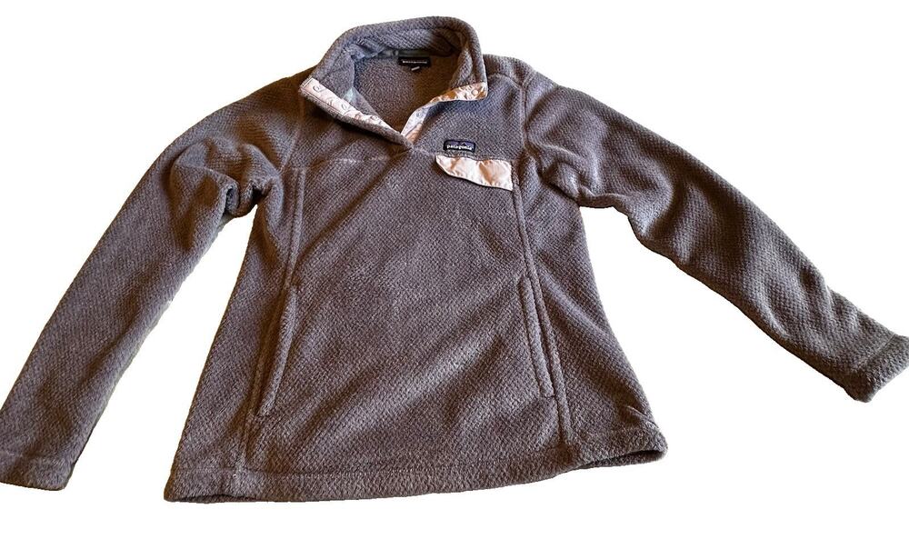 Patagonia Women's Re-Tool Snap-T Fleece Pullover Gray Pink Trim Medium EUC Sport